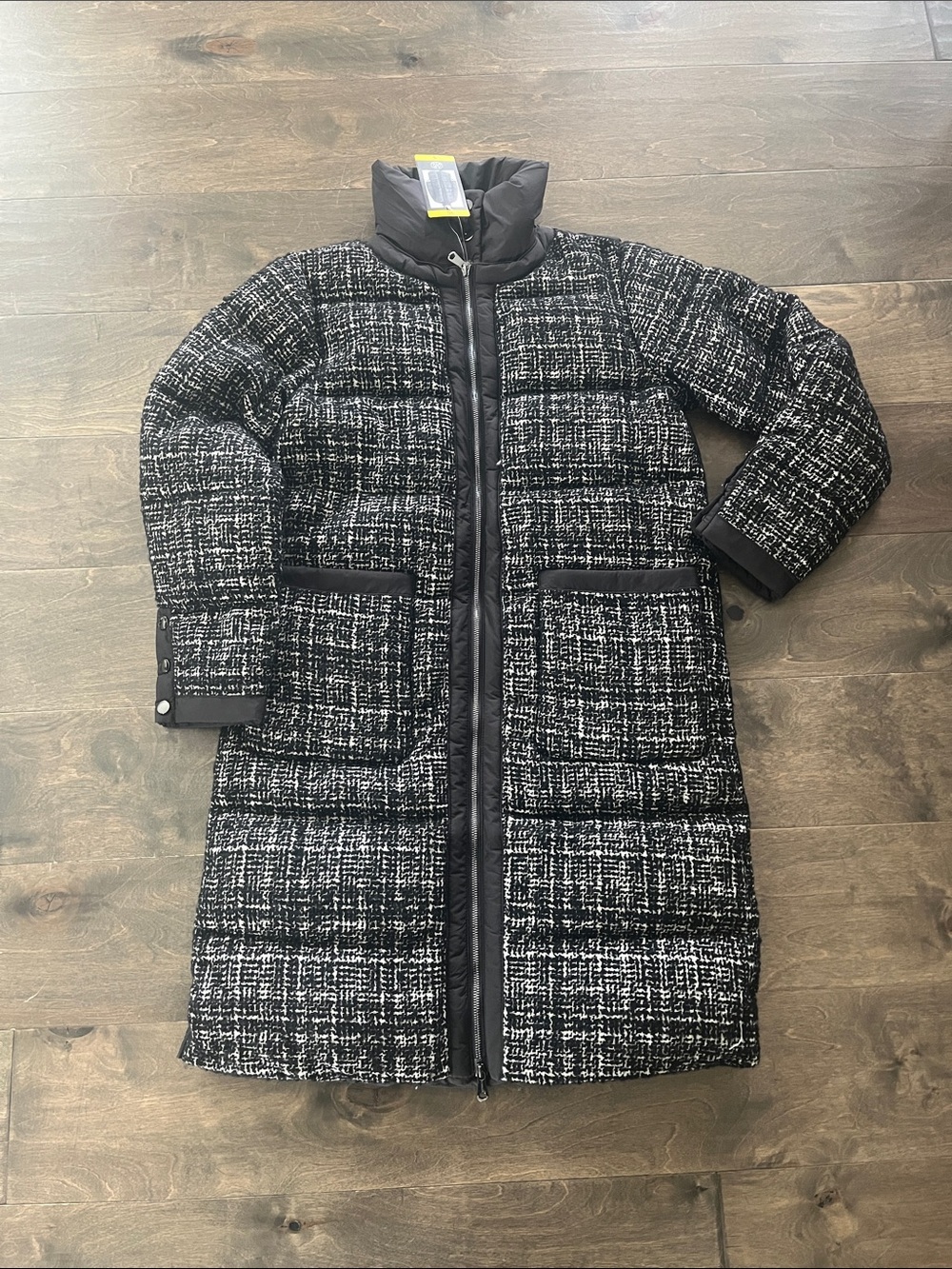 Bernardo Mixed Media Puffer Coat with Removable Funnel Collar